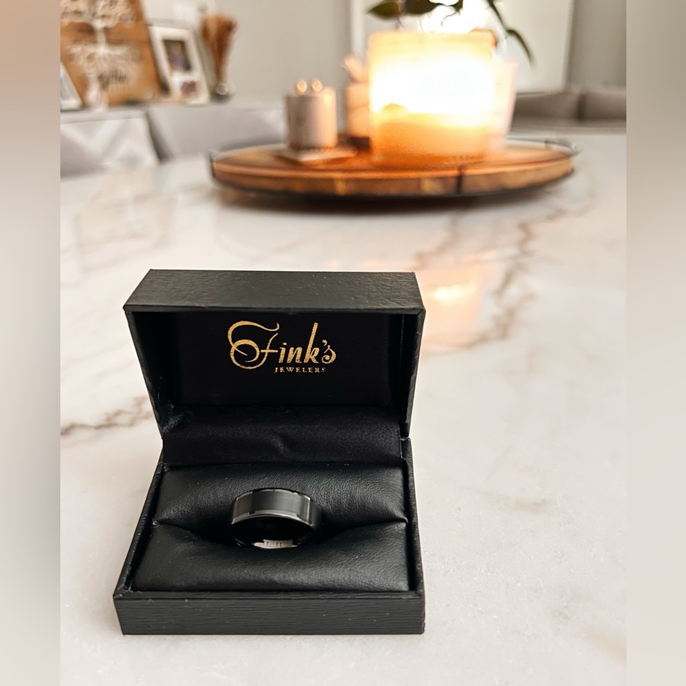 Finks Jewelers Mens Black TRITON Tungsten Wedding Band, Size 10.5